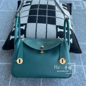 Double-Zip Bag 26cm – Clemence, Vert Malachite, Gold Hardware