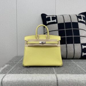 Top-Handle Bag 25cm – Togo, Jaune Poussin, Silver Hardware