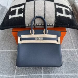 Top-Handle Bag 25cm – Epsom, Blue Nuit, Silver Hardware