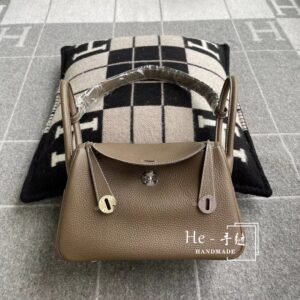Double-Zip Bag 26cm – Clemence, Etoupe, Silver Hardware (AG-19857)