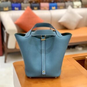 Bucket Tote 22cm – Clemence, Cowboy Blue, Gold Hardware