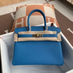Top-Handle Bag 30cm – Togo, Blue Zanzibar, Gold Hardware