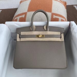 Top-Handle Bag 25cm – Epsom, Gris Asphalt, Gold Hardware (AG-00495)