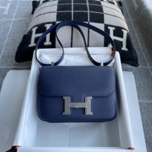 Buckle Flap Bag 24cm – Epsom, Blue Saphir, Silver Hardware