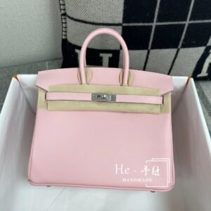 Top-Handle Bag 25cm – Swift, Rose Sakura, Silver Hardware
