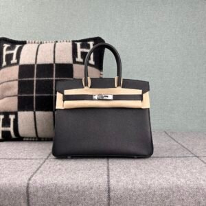Top-Handle Bag 30cm – Epsom, Noir, Silver Hardware