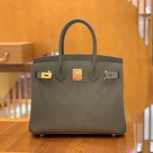 Top-Handle Bag 30cm – Epsom, Gris Elephant, Gold Hardware