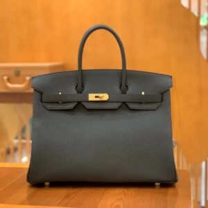 Top-Handle Bag 35cm – Clemence, Classic Black, Gold Hardware