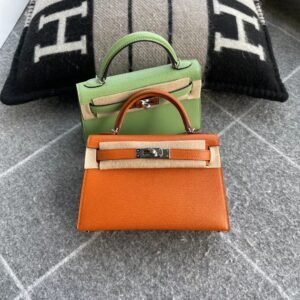 Mini Turnlock Flap Bag 19cm – Chevre, Orange, Silver Hardware