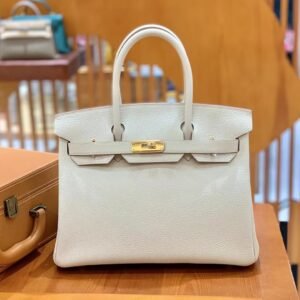 Top-Handle Bag 30cm – Togo, Creamy White, Gold Hardware