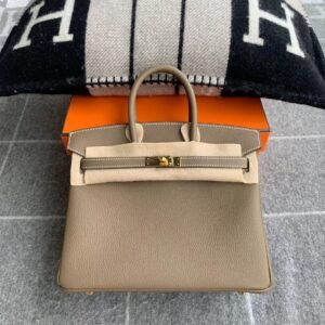 Top-Handle Bag 25cm – Togo, Etoupe, Gold Hardware (AG-24829)