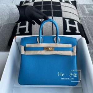 Top-Handle Bag 25cm – Togo, Blue Zanzibar, Gold Hardware