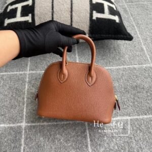 Mini Rounded Zip Bag 18cm – Chevre, Gold, Silver Hardware (AG-18887)