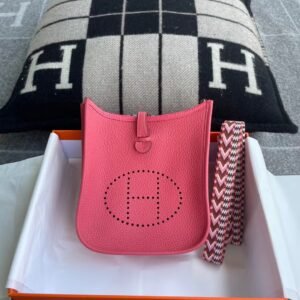 Mini Perforated Crossbody 18cm – Clemence, Rose Azalee, Silver Hardware