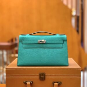 Mini Turnlock Flap Bag 22cm – Lizard, Verona Green, Silver Hardware