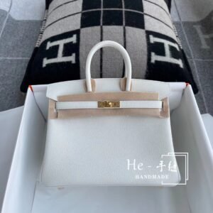 Top-Handle Bag 25cm – Togo, Blanc, Brushed Gold Hardware