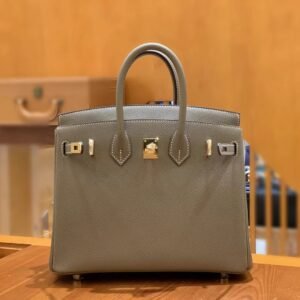 Top-Handle Bag 25cm – Epsom, Gris Elephant, Gold Hardware