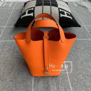 Bucket Tote 18cm – Clemence, Orange, Gold Hardware