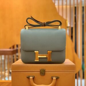 Buckle Flap Bag 24cm – Epsom, Almond Green, Gold Hardware