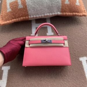 Mini Turnlock Flap Bag 19cm – Epsom, Rose Azalee, Silver Hardware