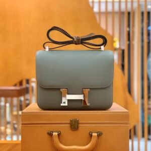 Buckle Flap Bag 24cm – Epsom, Almond Green, Silver Hardware