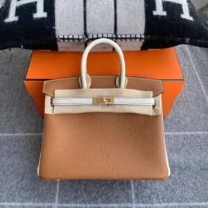 Top-Handle Bag 25cm – Togo, Gold / Craie, Brushed Gold Hardware