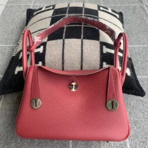 Double-Zip Bag 26cm – Clemence, Rouge Grenate, Silver Hardware