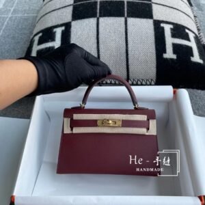 Mini Turnlock Flap Bag 19cm – Epsom, Rouge H, Gold Hardware