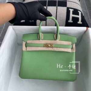 Top-Handle Bag 25cm – Togo, Vert Criquet, Gold Hardware