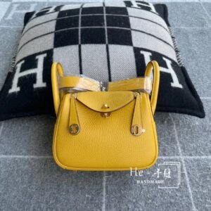 Mini Double-Zip Bag 19cm – Clemence, Amber, Gold Hardware