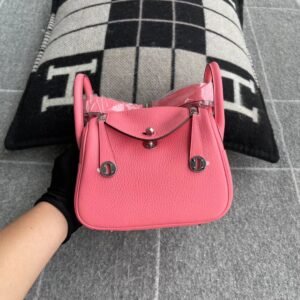 Mini Double-Zip Bag 19cm – Clemence, Rose Azalee, Silver Hardware