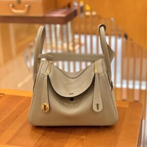 Double-Zip Bag 26cm – Clemence, Gris T, Gold Hardware