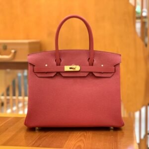 Top-Handle Bag 30cm – Togo, Garnet Red, Gold Hardware