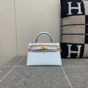 Mini Turnlock Flap Bag 19cm – Epsom, Blue Brume, Gold Hardware