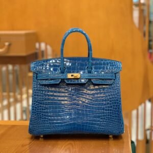 Top-Handle Bag 25cm – Alligator, Bleu Izmir (AG-11217)