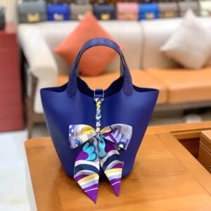 Bucket Tote 18cm – Togo, Bleu Zellige