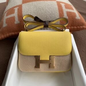Buckle Flap Bag 18cm – Haasepsom, Jaune De Naples, Gold Hardware