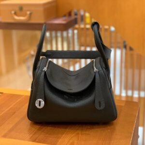 Double-Zip Bag 26cm – Clemence, Classic Black, Silver Hardware