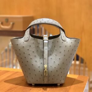 Bucket Tote 18cm – Ostrich, Gris Elephant