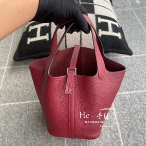 Bucket Tote 18cm – Clemence, Rouge H, Silver Hardware