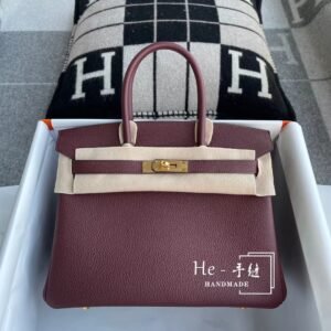 Top-Handle Bag 30cm – Togo, Bordeaux, Gold Hardware