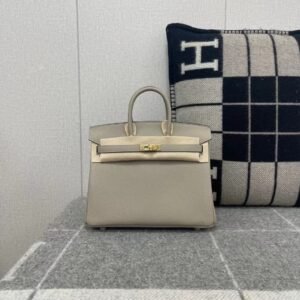 Top-Handle Bag 25cm – Togo, Gris Tourterelle, Gold Hardware (AG-01180)