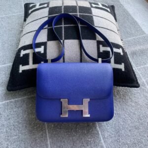 Buckle Flap Bag 24cm – Epsom, Blue Electric, Silver Hardware