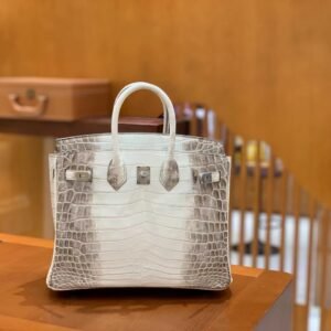 Top-Handle Bag Exotic-Trim 25cm – Matte Niloticus Crocodile, Himalayan, Silver Hardware