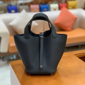 Bucket Tote 18cm – Togo, Midnight Blue, Silver Hardware