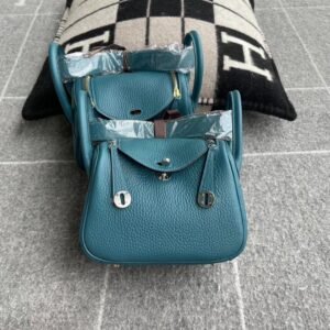 Mini Double-Zip Bag 19cm – Clemence, Vert Bosphore, Silver Hardware
