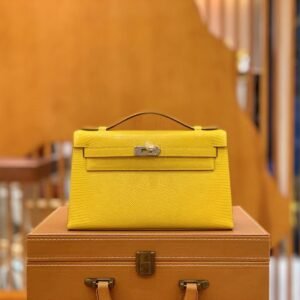 Mini Turnlock Flap Bag 22cm – Lizard, Naples Yellow, Silver Hardware