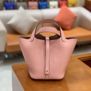 Bucket Tote 18cm – Clemence, Pink, Silver Hardware