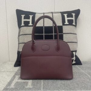 Rounded Zip Bag 27cm – Epsom, Rouge H, Silver Hardware