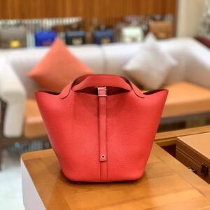 Bucket Tote 18cm – Togo, Rouge Tomate